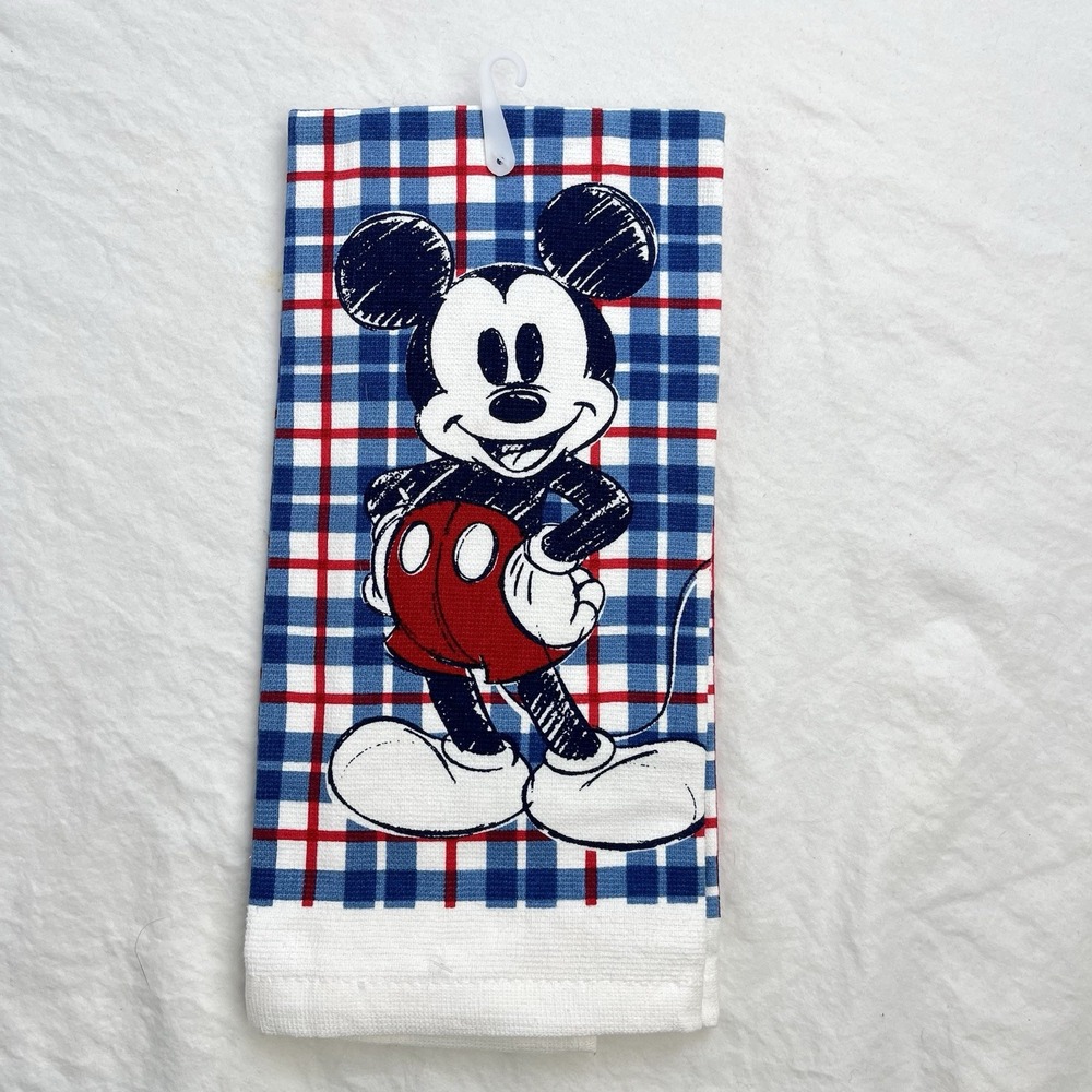 Disney Mickey Mouse Kitchen Dish Towel Sketchbook Red White‎ Blue New With Tags - Picture 9 of 9